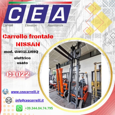 C1022 - Carrello elevatore frontale elettrico 3 ruote - usato NISSAN GN01L18HQ