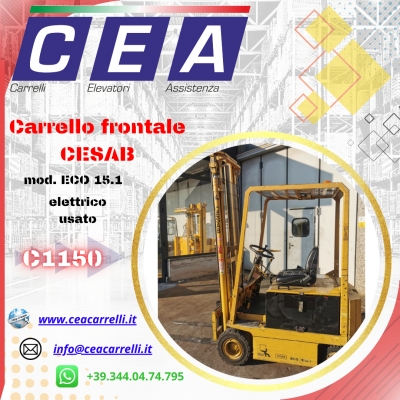 C1150 - Carrello elevatore frontale elettrico 4 ruote usato - CESAB ECO E15.1